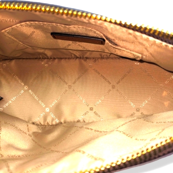 MICHAEL Michael Kors | Aspen Signature MK Logo Genuine Brown Leather Travel Bag - Picture 5 of 7